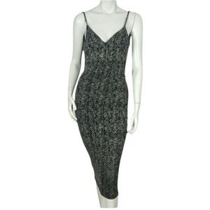 PRIVY Women's Sheath Dress V Neck Black/ Silver Fitted Dress Glam